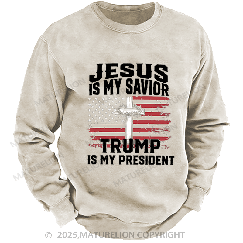 Maturelion Men's Sweatshirts President Trump Sweatshirts Washed Sweatshirts