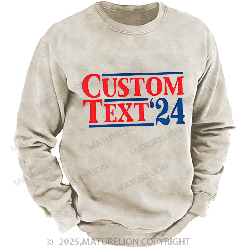 Maturelion Men's Sweatshirts Election Sweatshirts Washed Sweatshirts