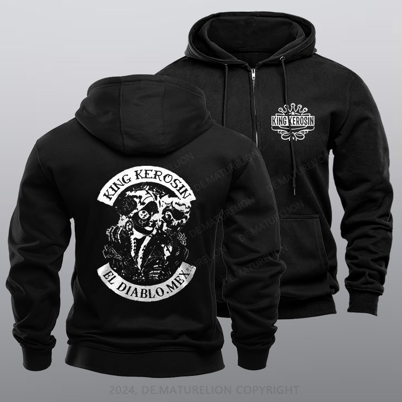 Maturelion Men's Hoodie El Diablo Charcoal Zipper Hoodie