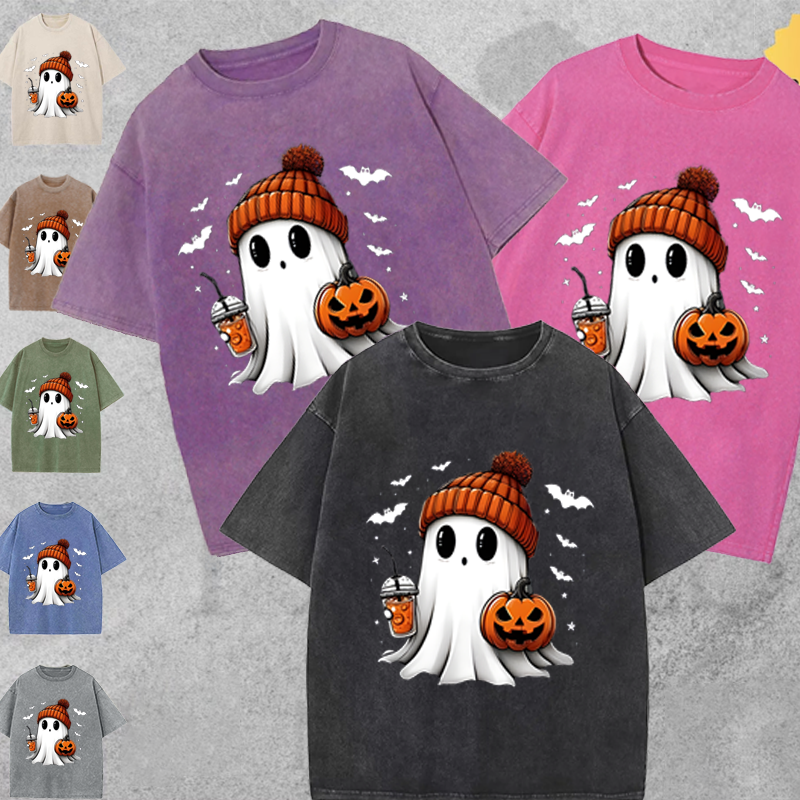 Maturelion Halloween DTG Printing Washed Cotton T-Shirt