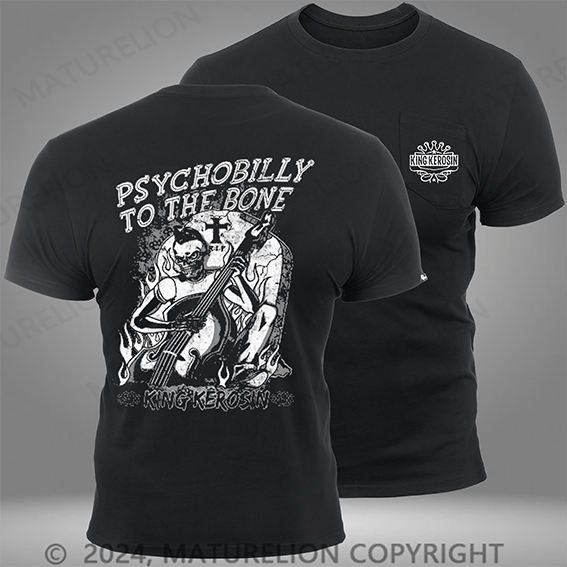 Maturelion King Kerosin Psychobilly to the Bone Mens Pocket T-Shirt