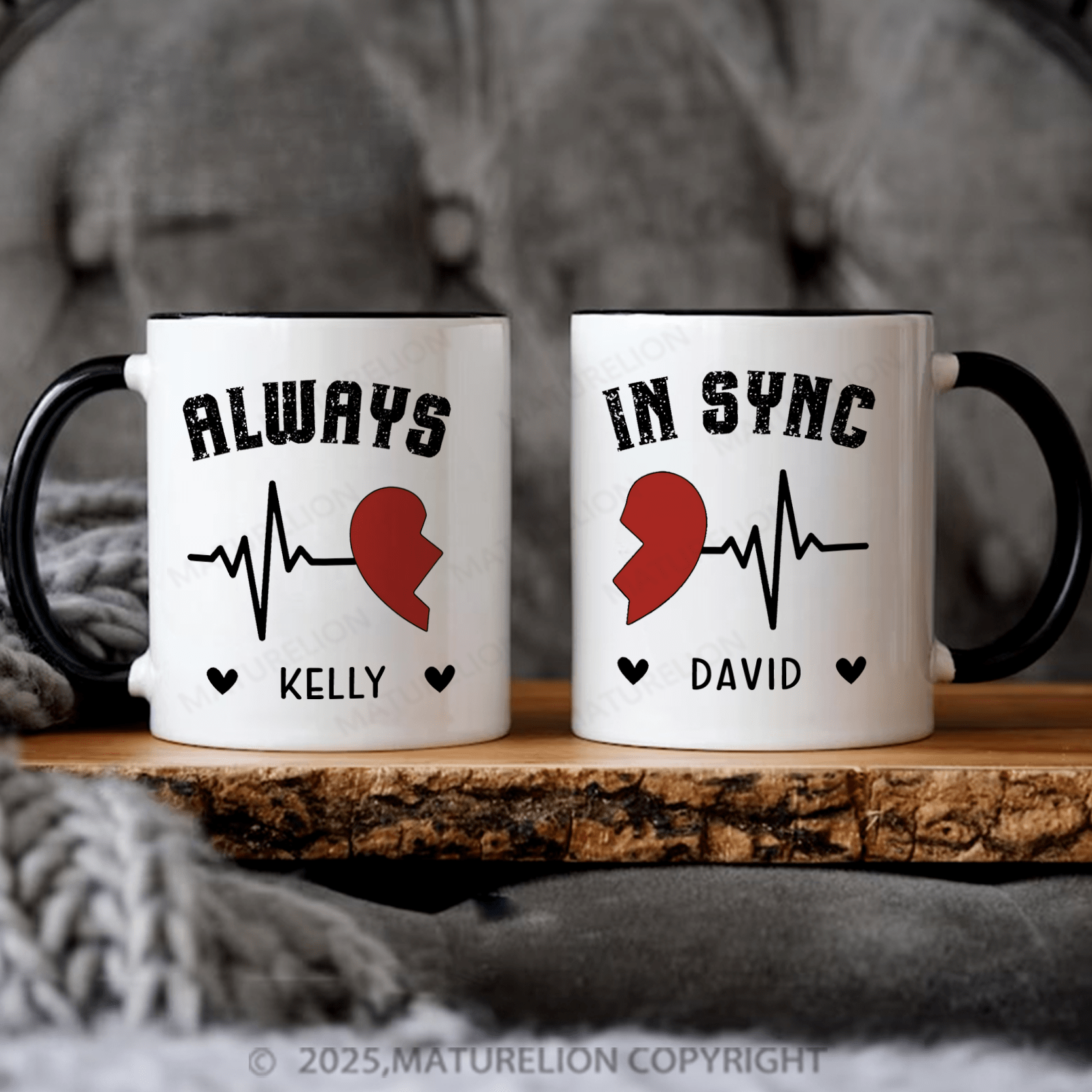 Maturelion Couple Mug Set Heartbeat Love Mug Set