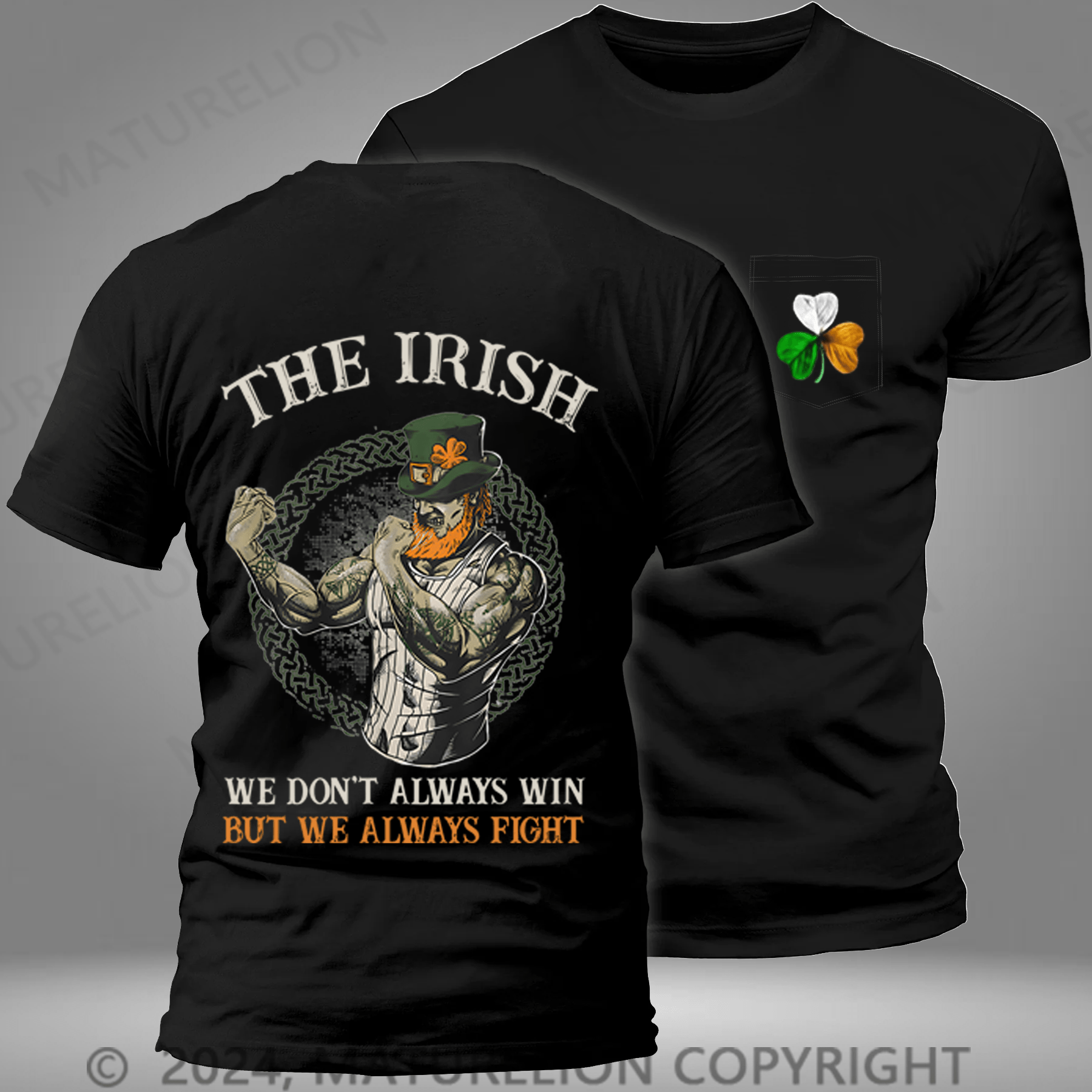 Maturelion St Patrick's T-shirt  Fighting Irish Pocket T-shirt