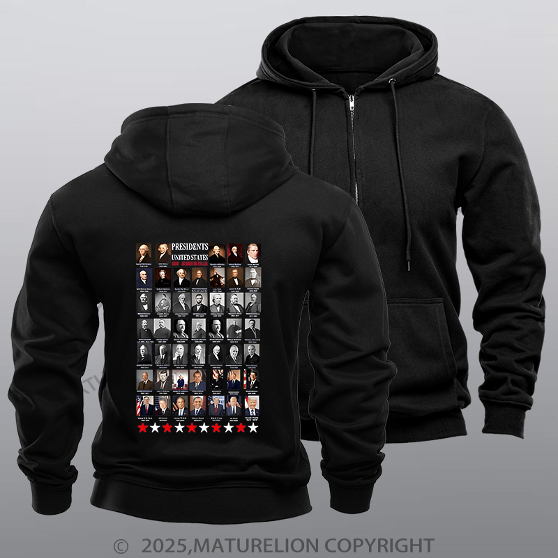 Maturelion  Men's Hoodie Presidents Hoodie  Zipper Hoodie