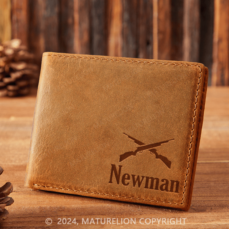 Maturelion Custom Assault Rifles Leather Wallet Christmas Gift for Men