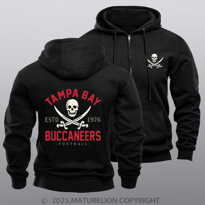 Maturelion Super Bowl Hoodie Retro Tampa Bay Buccaneers by Buck Zipper Hoodie