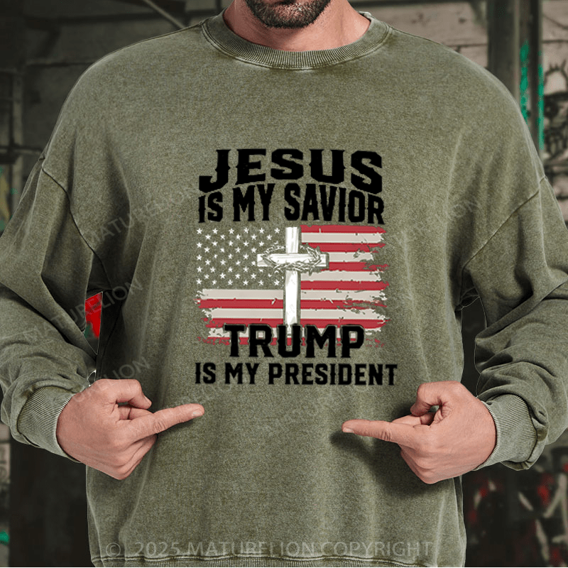 Maturelion Men's Sweatshirts President Trump Sweatshirts Washed Sweatshirts