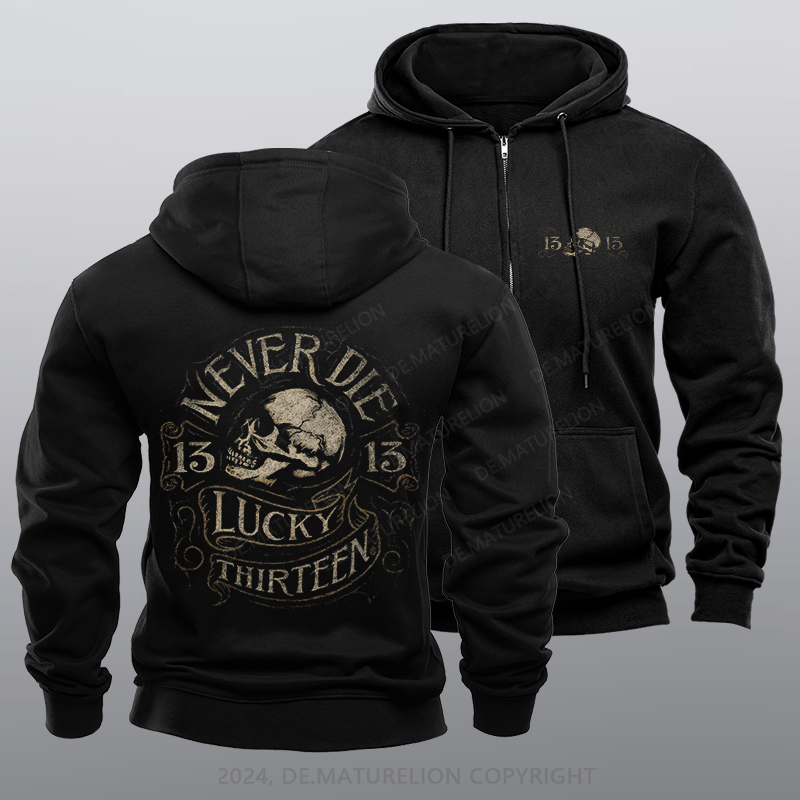 Maturelion Men's Hoodie Never Die Zipper Hoodie