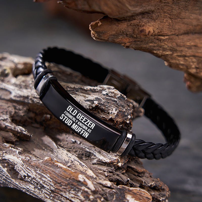 Maturelion Personalized mens bracelet leather