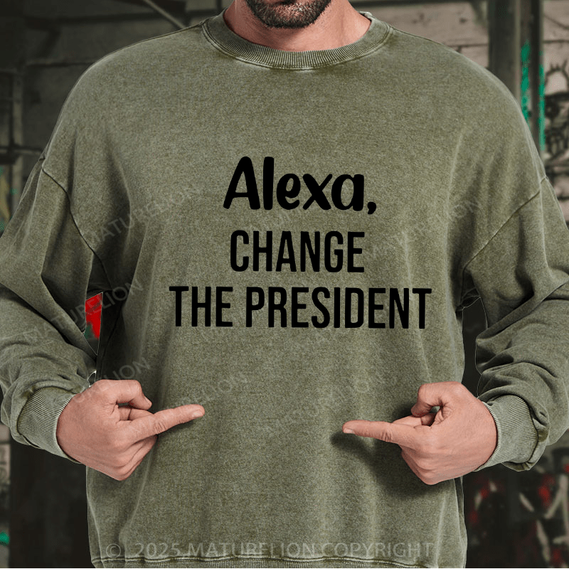 Maturelion Men's Sweatshirts The President  Sweatshirts Washed Sweatshirts