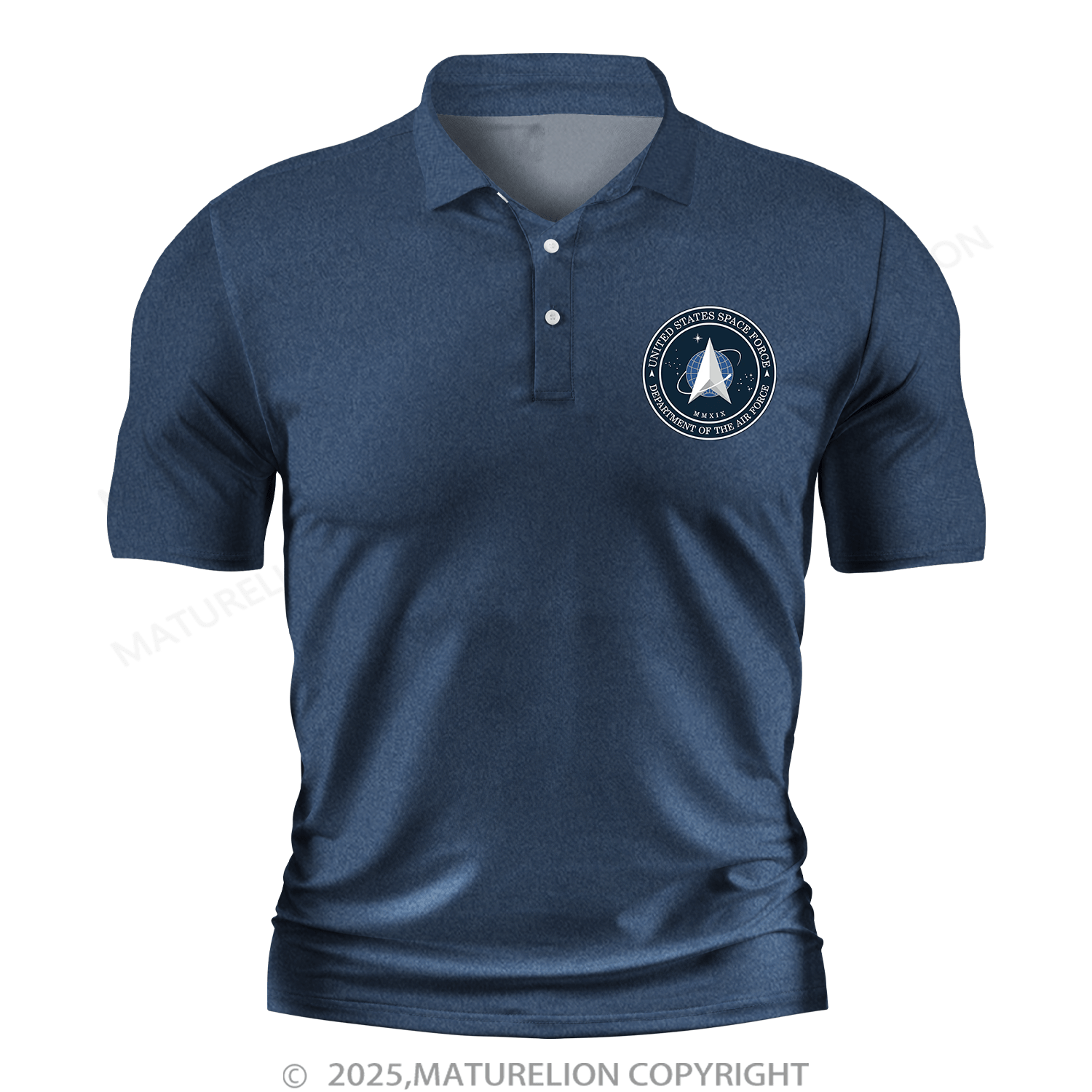 Maturelion Men's Polo Shirt Space Force V-Neck Polo Shirt