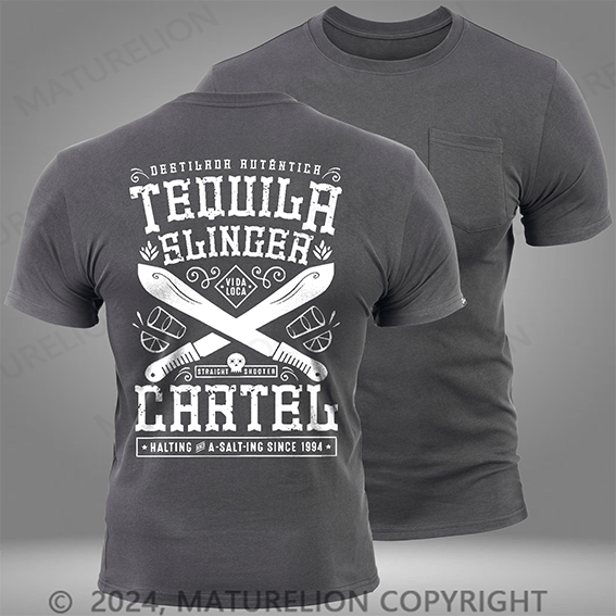 Maturelion Tequila Cartel Mens Tee Pocket T-Shirt