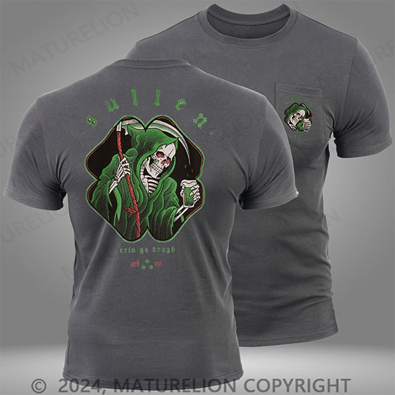 Maturelion Erin Go Bragh Green Reapers and Beer Black Pocket T-Shirt