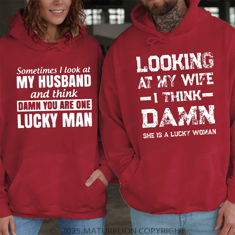 Maturelion Looking At My Wife &  Look At My Husband Couple Hoodie