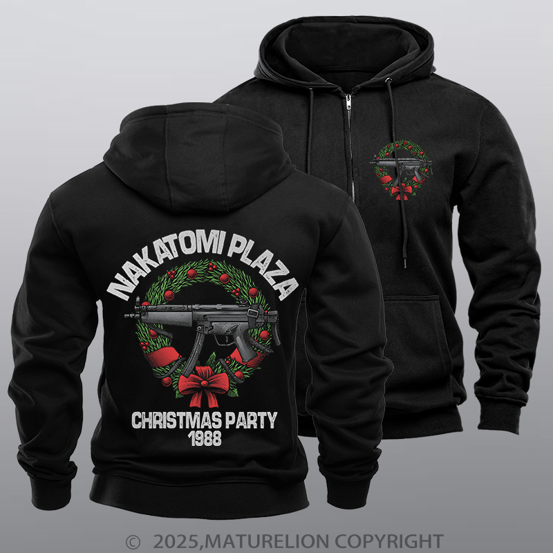 Maturelion Men's Hoodie Nakatomi Plaza Christmas Party Zipper Hoodie