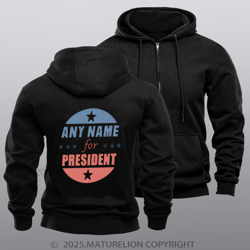 Maturelion  Men's Hoodie Personalized Name President Hoodie  Zipper Hoodie