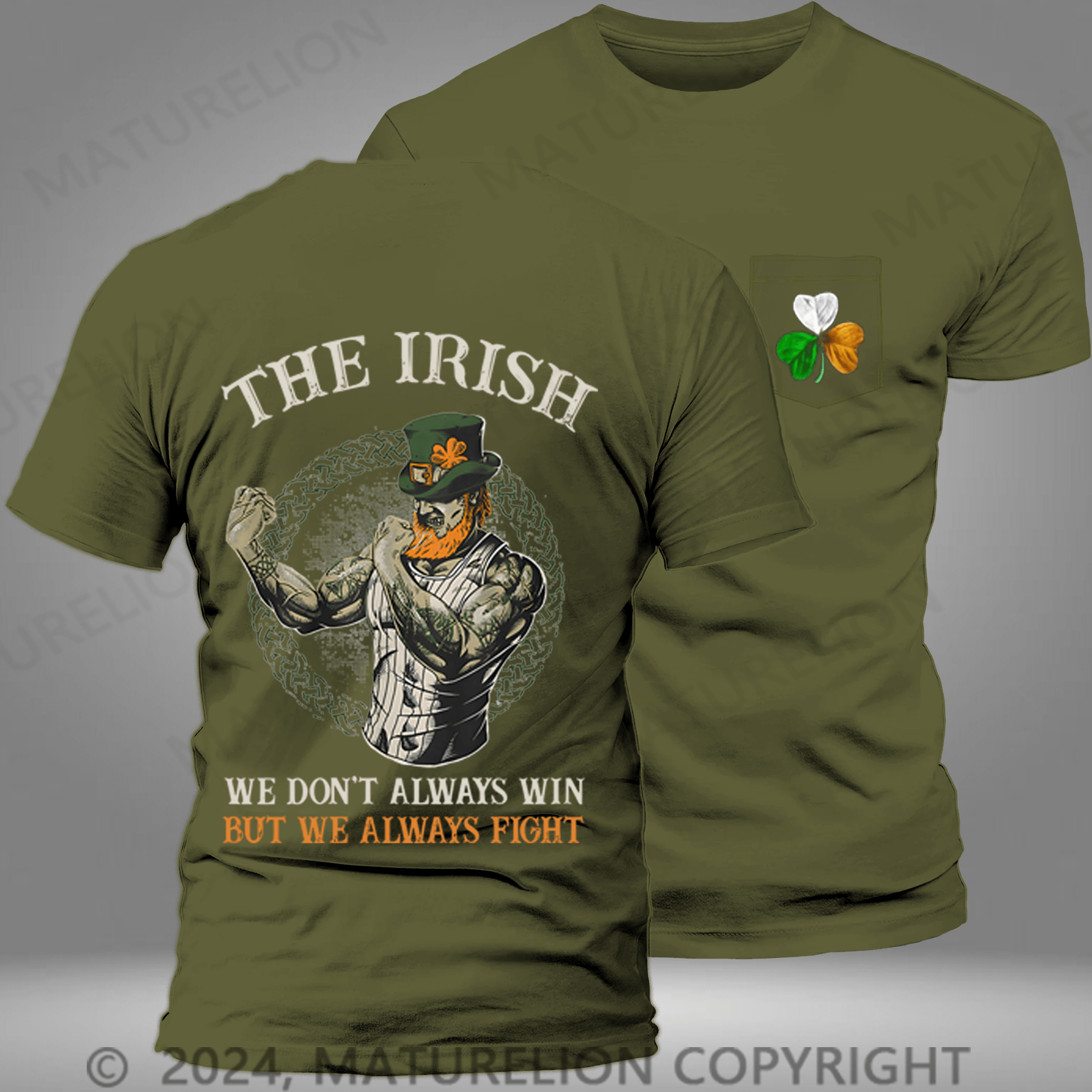 Maturelion St Patrick's T-shirt  Fighting Irish Pocket T-shirt