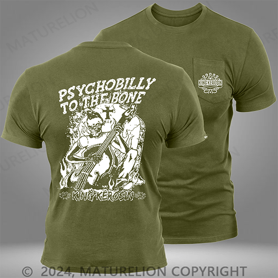 Maturelion King Kerosin Psychobilly to the Bone Mens Pocket T-Shirt