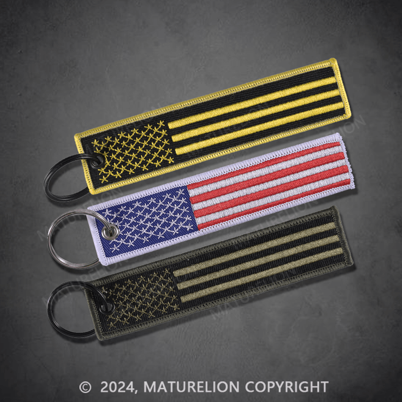 Maturelion MELIFE 2 Pack American Flag Keychain Tag with Key Ring