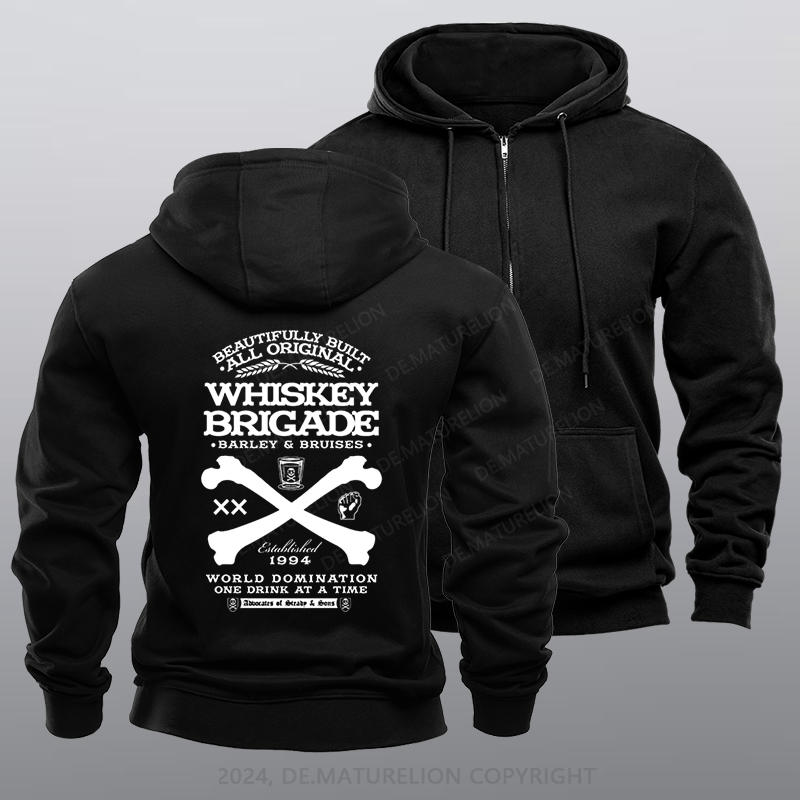 Maturelion Men's Hoodie Whiskey Brigade Zipper Hoodie