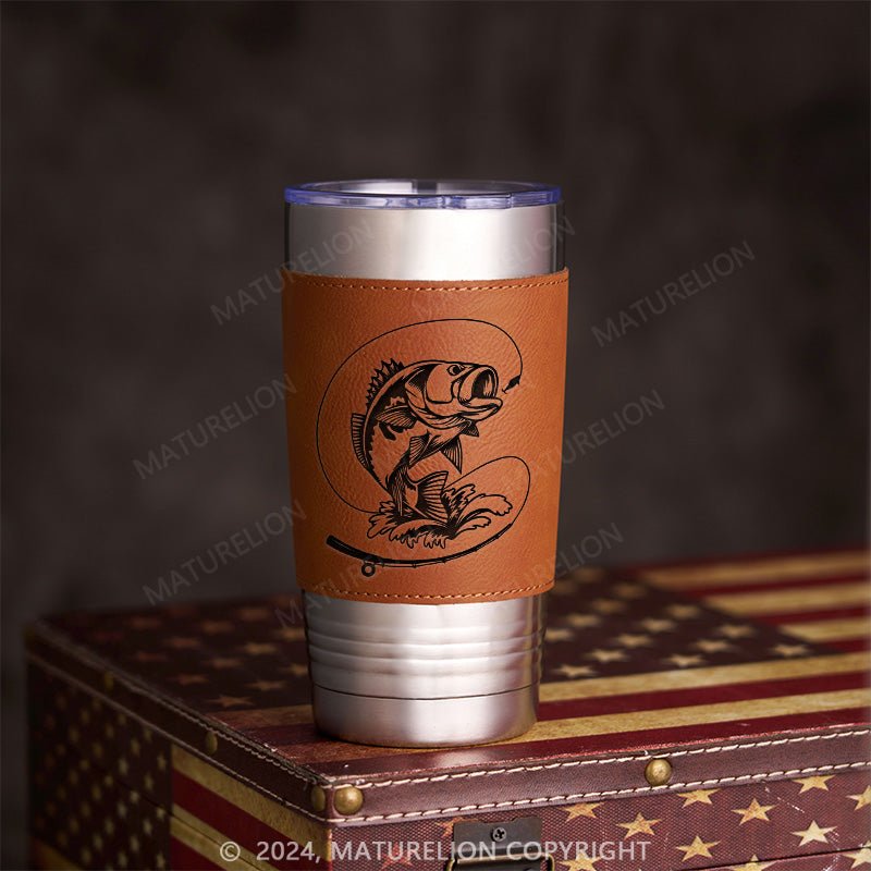 Maturelion Gone Fishing Leatherette Tumbler