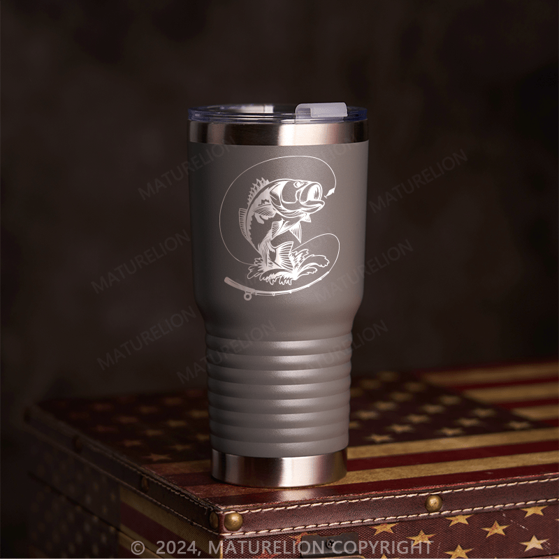 Maturelion Stainless Steel Vacuum Insulated Travel Mug Bass Fish