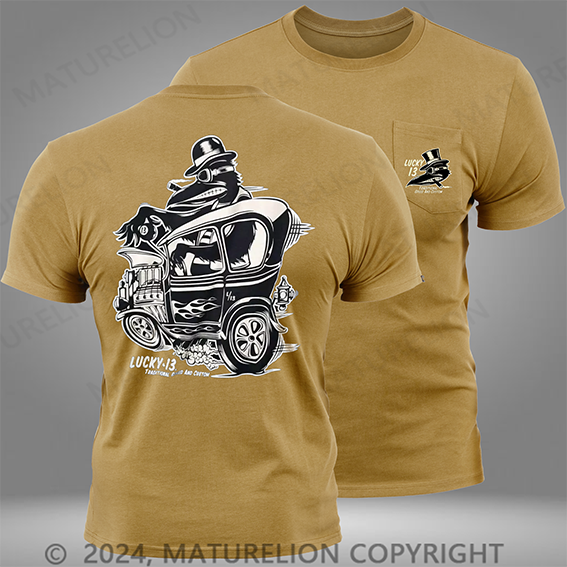 Maturelion Custom Crow Hot Rod Mens Short Sleeve Pocket T-Shirt