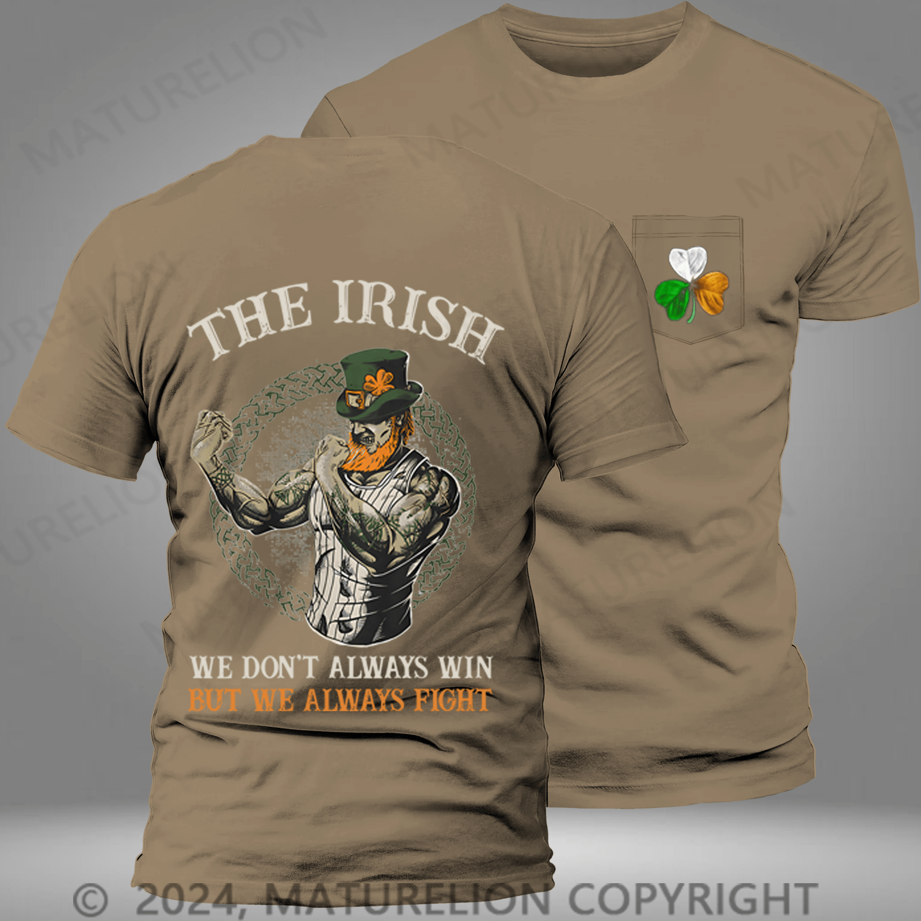 Maturelion St Patrick's T-shirt  Fighting Irish Pocket T-shirt