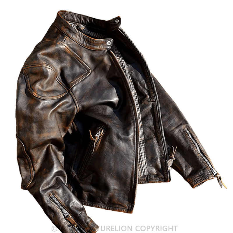 Maturelion Fashion Motorcycle Biker Genuine Leather Jacket