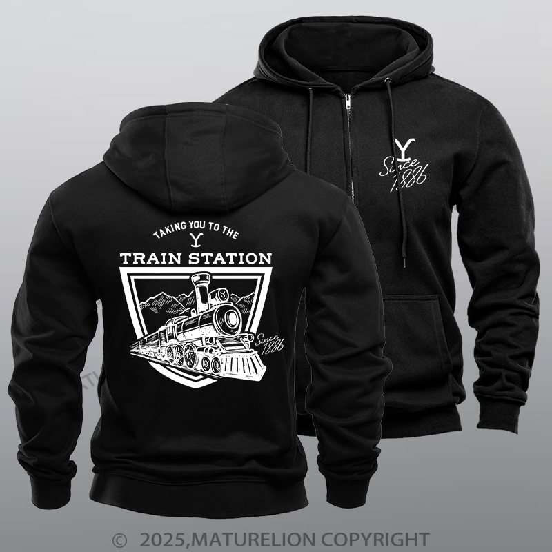 Maturelion Men's Hoodie Yellowstone Taking You to the Train Station Adult Hoodie