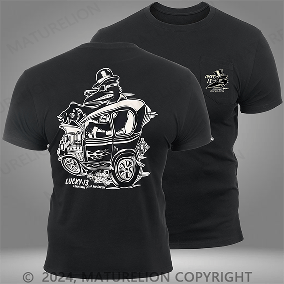 Maturelion Custom Crow Hot Rod Mens Short Sleeve Pocket T-Shirt