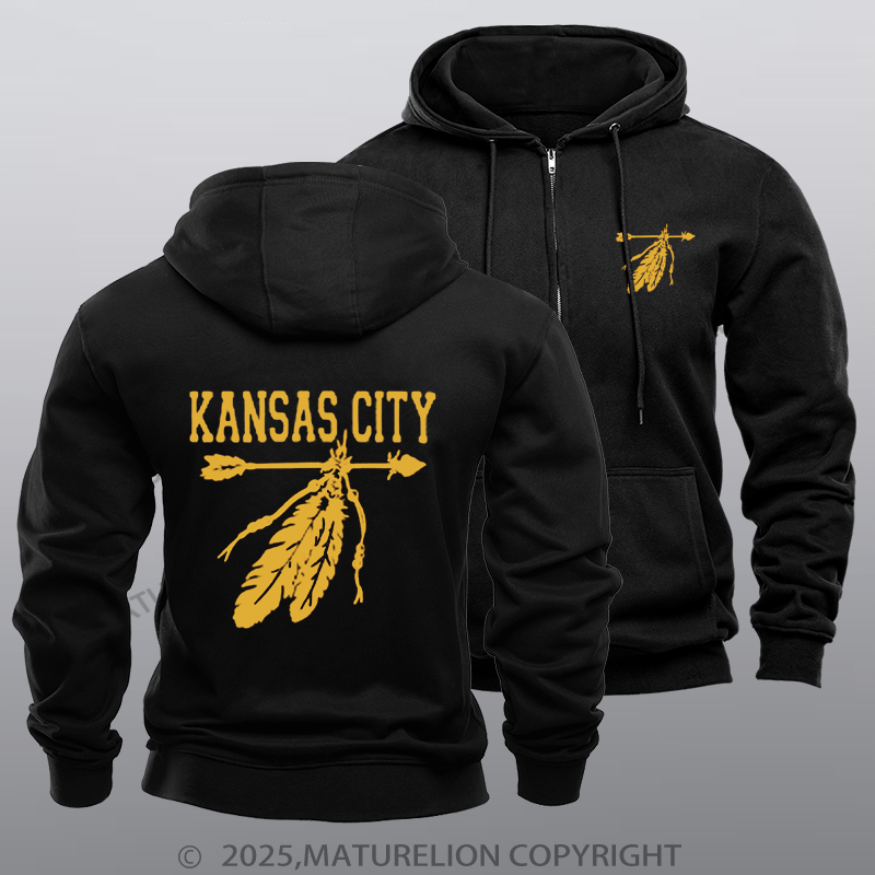 Maturelion Super Bowl Hoodie Vintage KC Missouri Retro Classic Zipper Hoodie