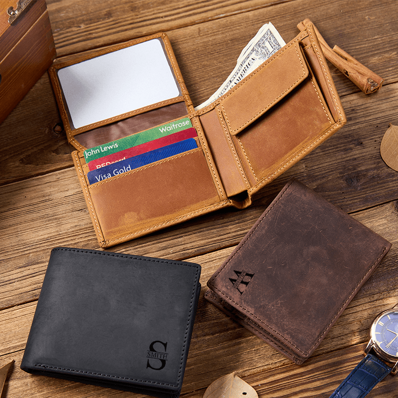 Maturelion Men's Vintage Leather Folding Wallet