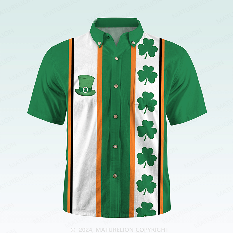 Maturelion St. Patrick's Hawaiian Shirt St. Patrick's Hawaiian Shirt Retro Luck of the Irish Design Hawaiian Shirt