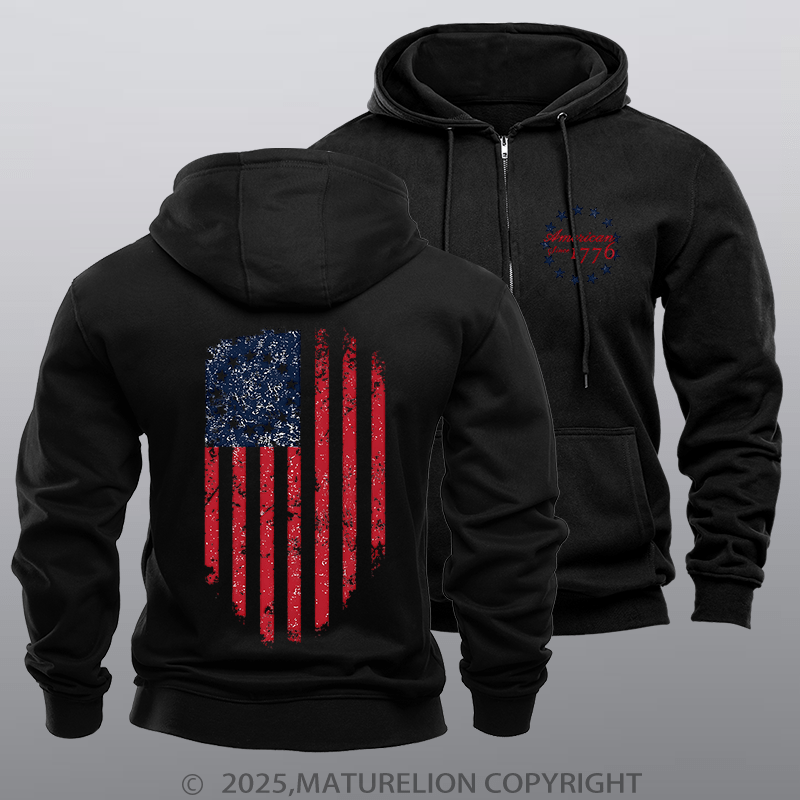 Maturelion Men's Hoodie Betsy Ross Zipper Hoodie