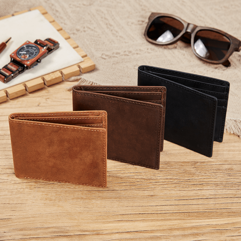 Maturelion Men's Customized Vintage Leather Folding Wallet