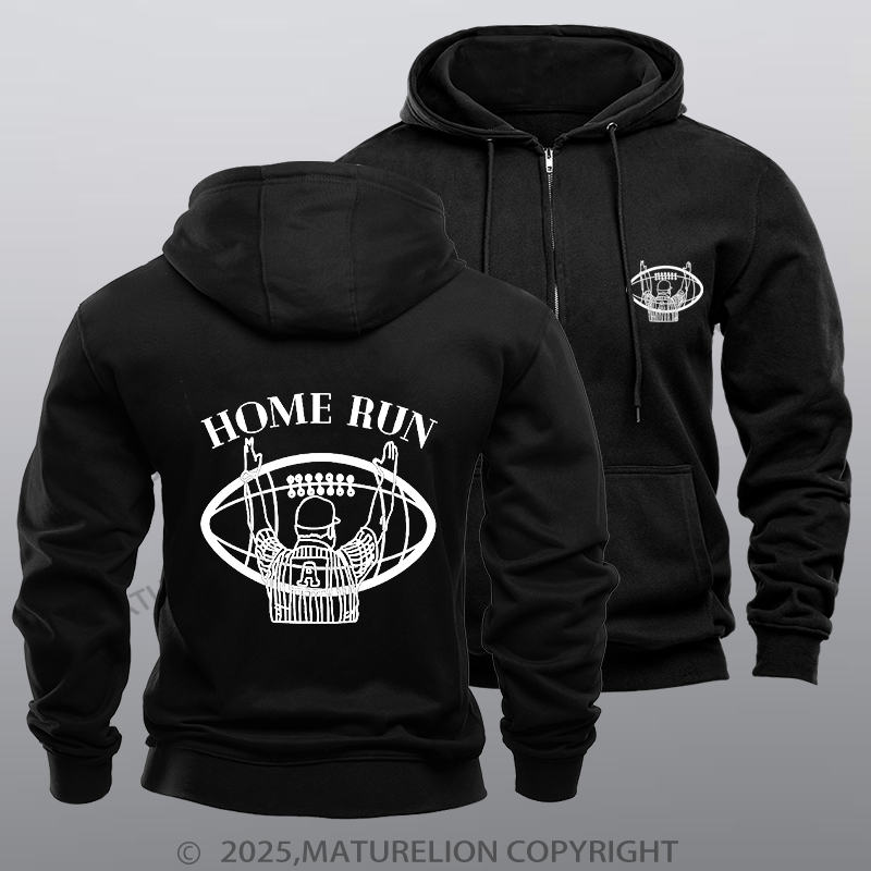 Maturelion Super Bowl Hoodie Super Bowl Funny Home Run Zipper Hoodie