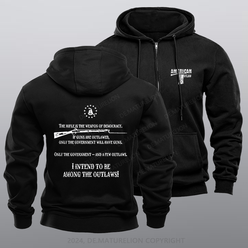 Maturelion Men's Hoodie American Outlaw Zipper Hoodie