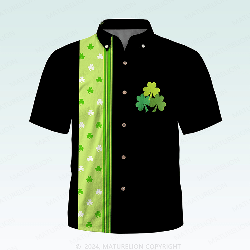 Maturelion St. Patrick's Hawaiian Shirt Old School Tropical Clover Vibes Hawaiian Shirt