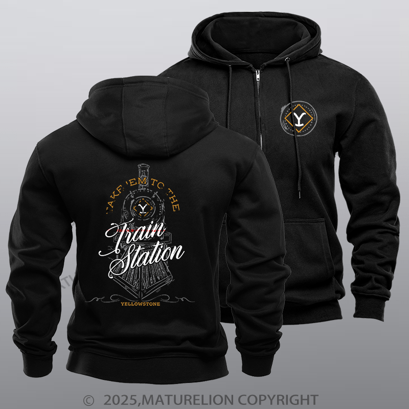 Maturelion Men's Hoodie Vintage Train Hoodie