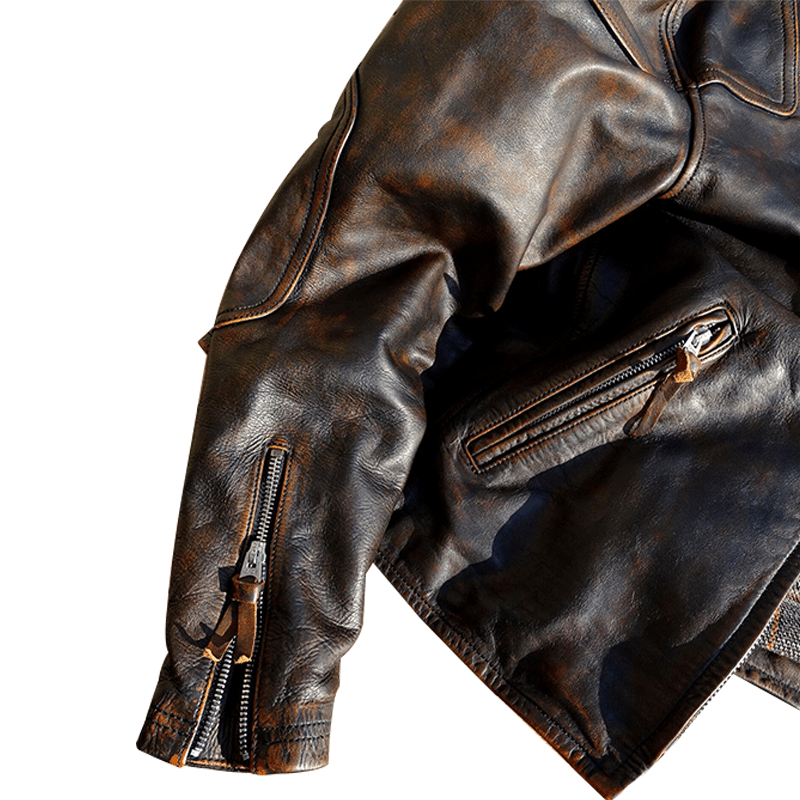 Maturelion Fashion Motorcycle Biker Genuine Leather Jacket