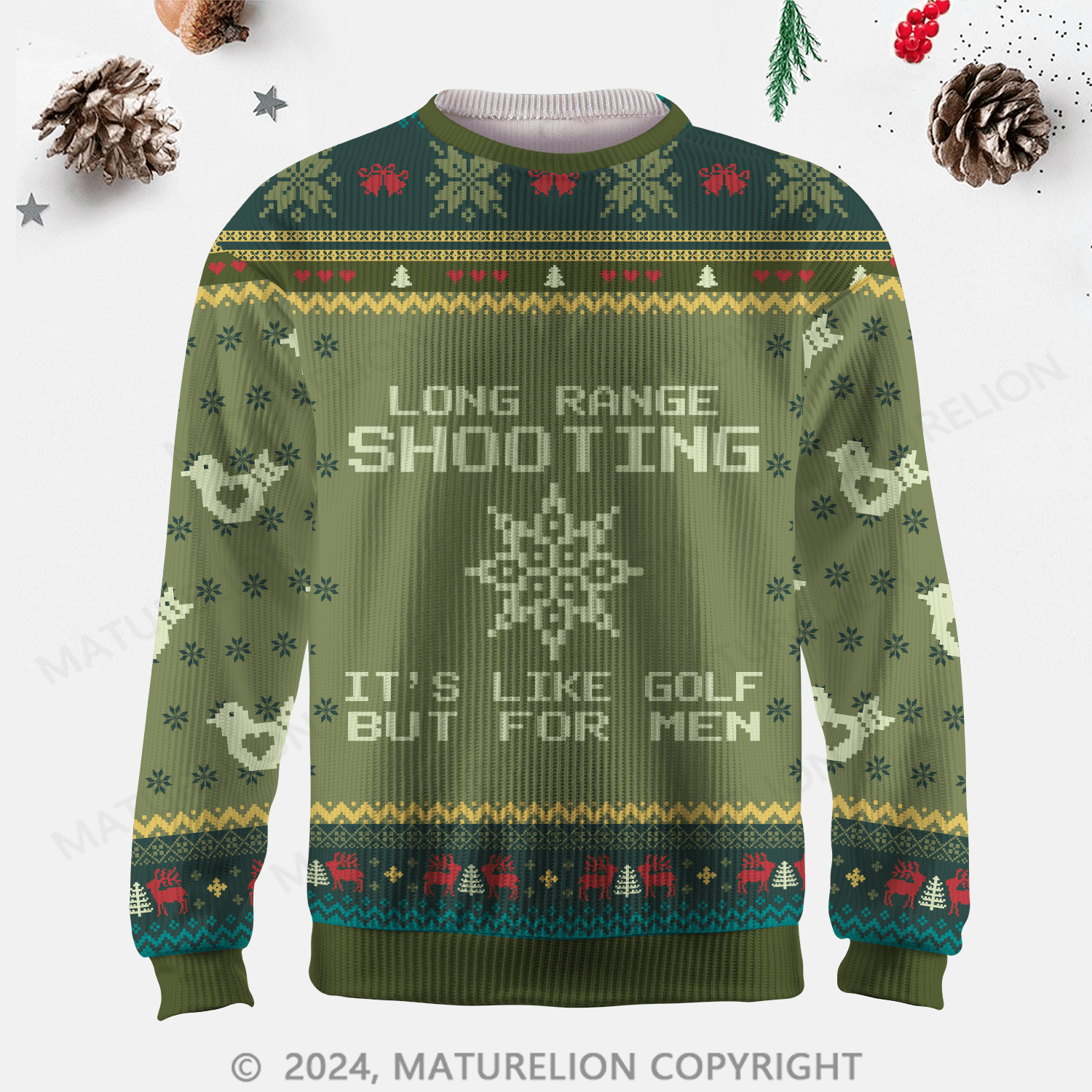 Maturelion Long Range Shooting It's Like Golf But For Men Ugly Sweater