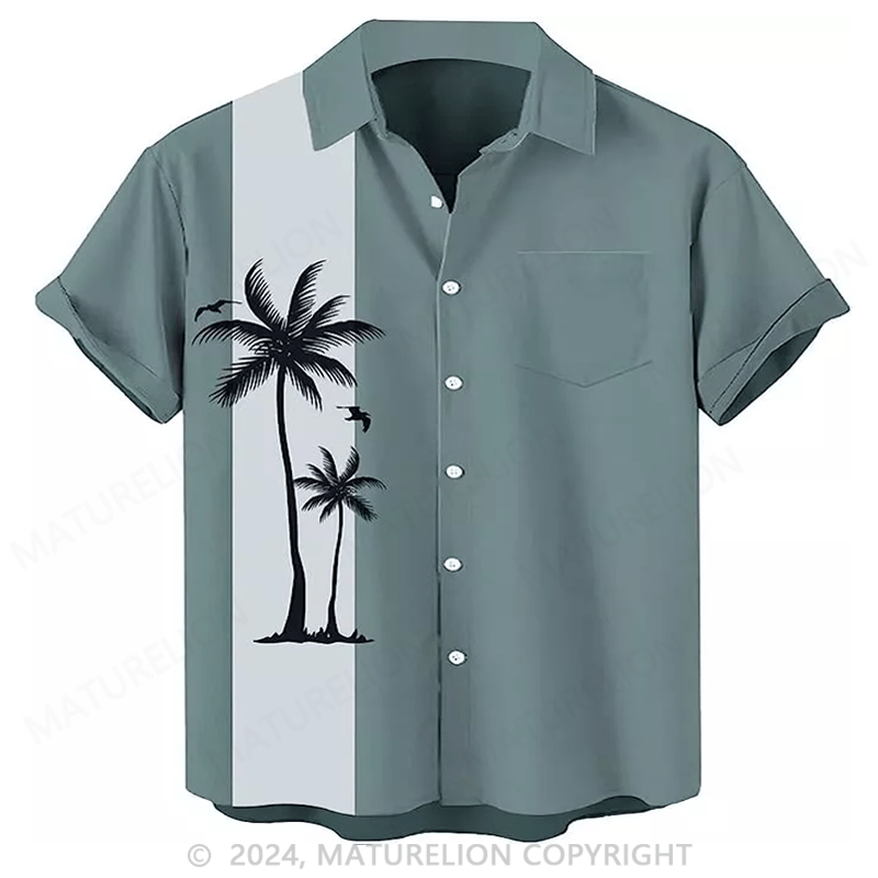 Maturelion Button Down Holiday Beach Hawaiian Shirt