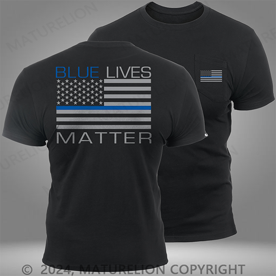 Maturelion Blue Lives Matter Pocket T-Shirt