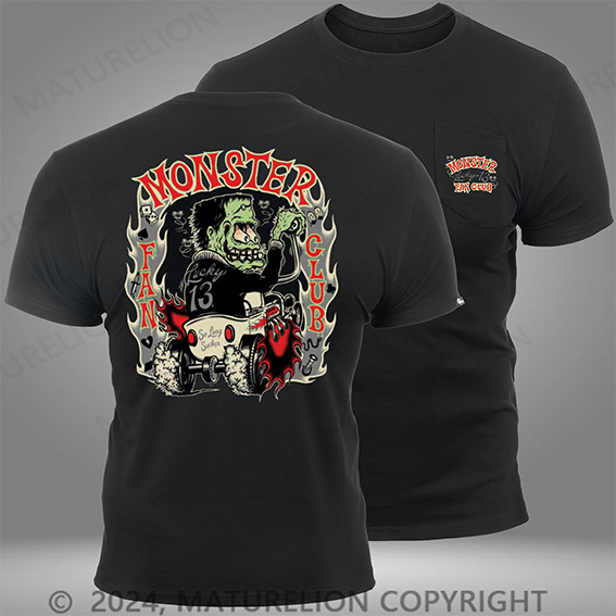 Maturelion The Monster Rodder Hot Rod Retro Short Sleeve Pocket T-Shirt