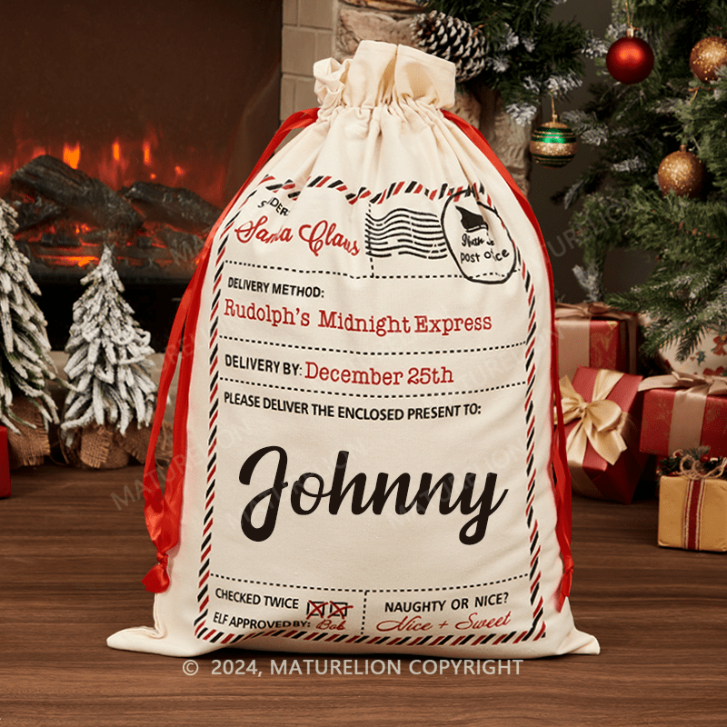 Maturelion Custom Christmas Toy Sack Name Initial