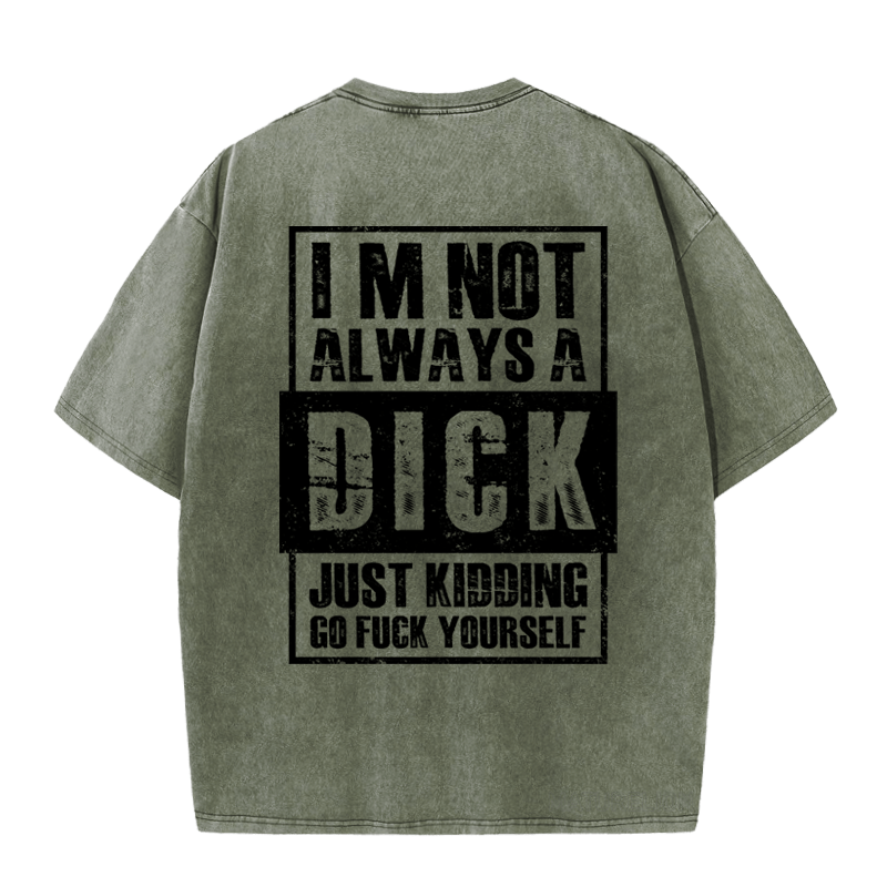 MATURELION IM NOT ALWAYS A DICK JUST KIDDING GO FUCK YOURSELF DTG PRINTING WASHED COTTON T-SHIRT