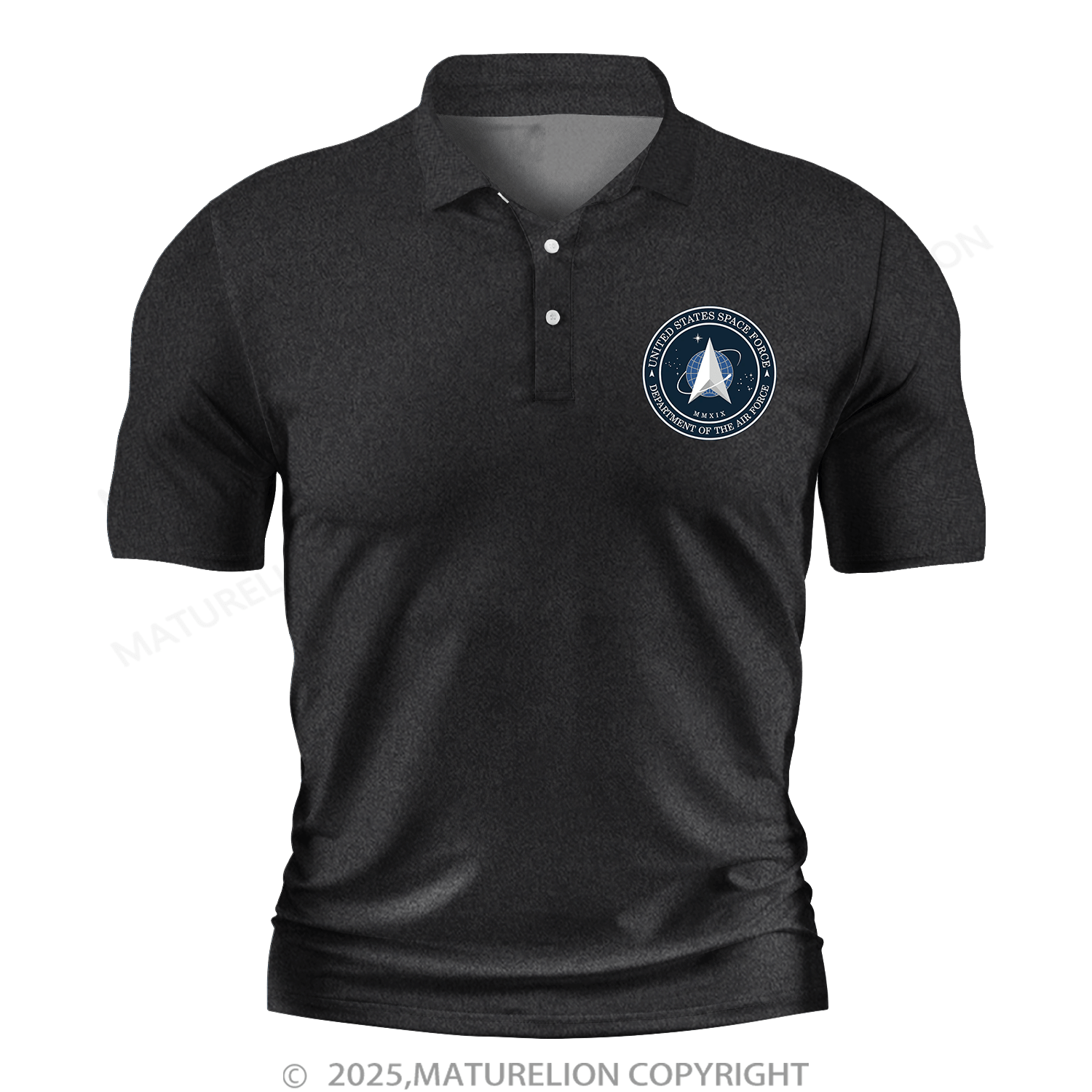 Maturelion Men's Polo Shirt Space Force V-Neck Polo Shirt