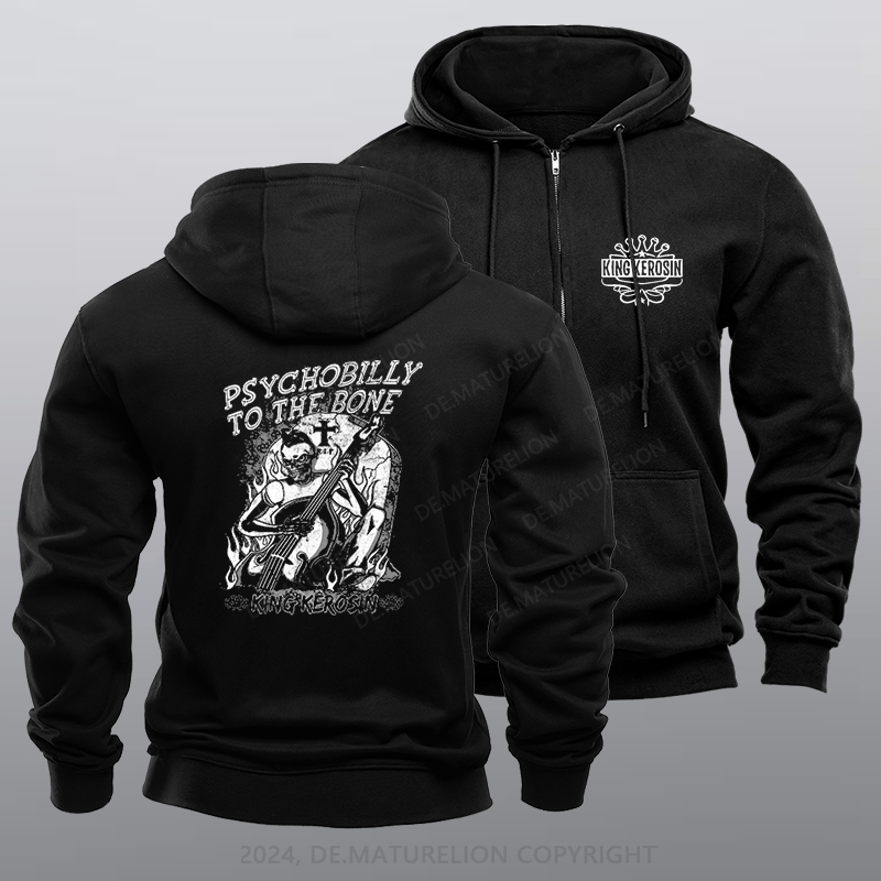 Maturelion Men's Hoodie Psychobilly to the Bone Zipper Hoodie