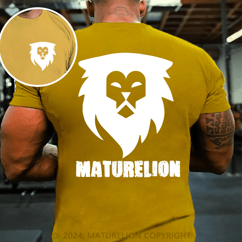 Maturelion Classical  Essentials Retro Mature Lion Printing Cotton T-Shirt